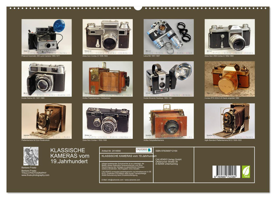 KLASSISCHE KAMERAS vom 19.Jahrhundert (CALVENDO Premium Wandkalender 2027)