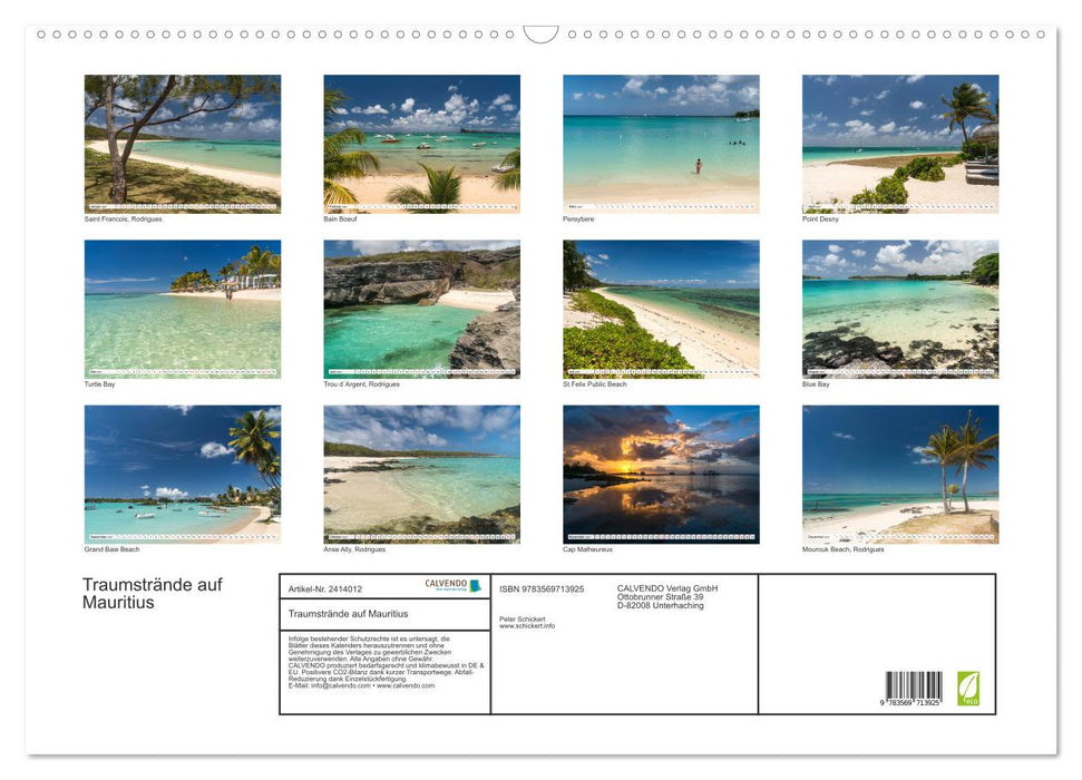 Traumstrände auf Mauritius (CALVENDO Wandkalender 2027)