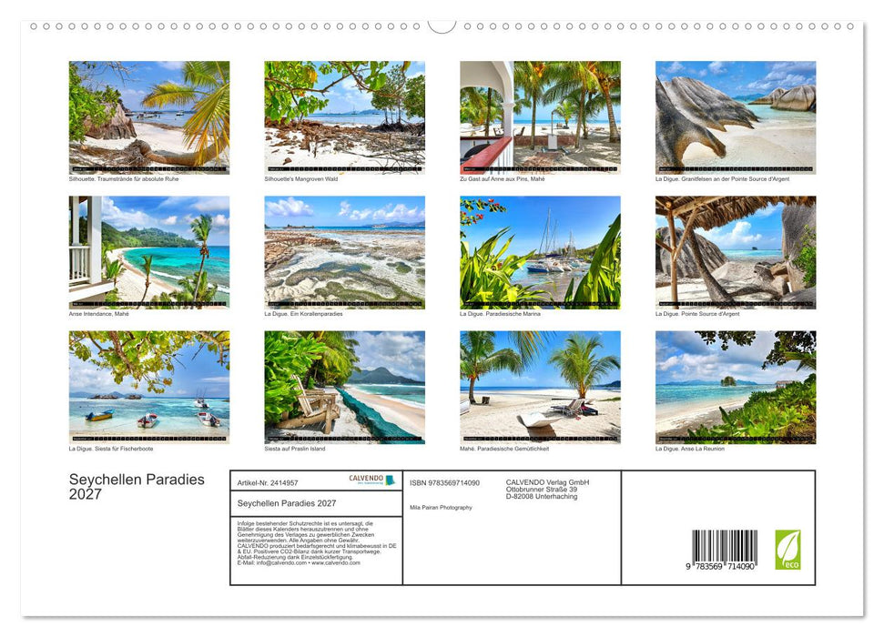 Seychellen Paradies 2027 (CALVENDO Premium Wandkalender 2027)