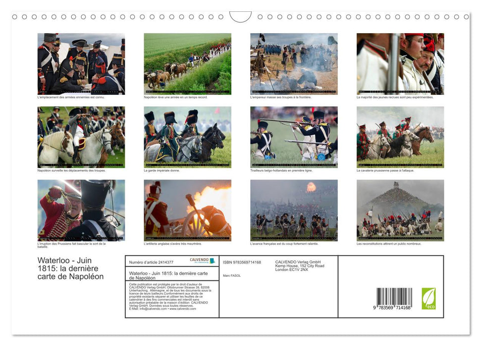 Waterloo - Juin 1815: la dernière carte de Napoléon (CALVENDO Calendrier mensuel 2027)