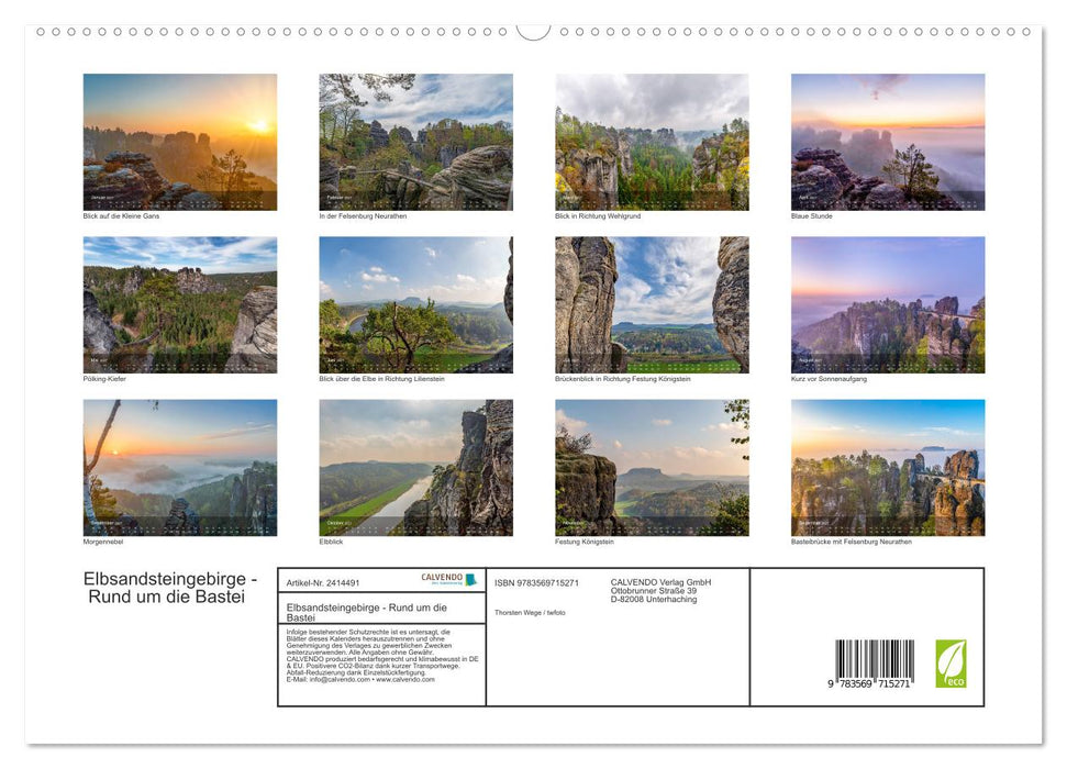 Elbsandsteingebirge - Rund um die Bastei (CALVENDO Premium Wandkalender 2027)