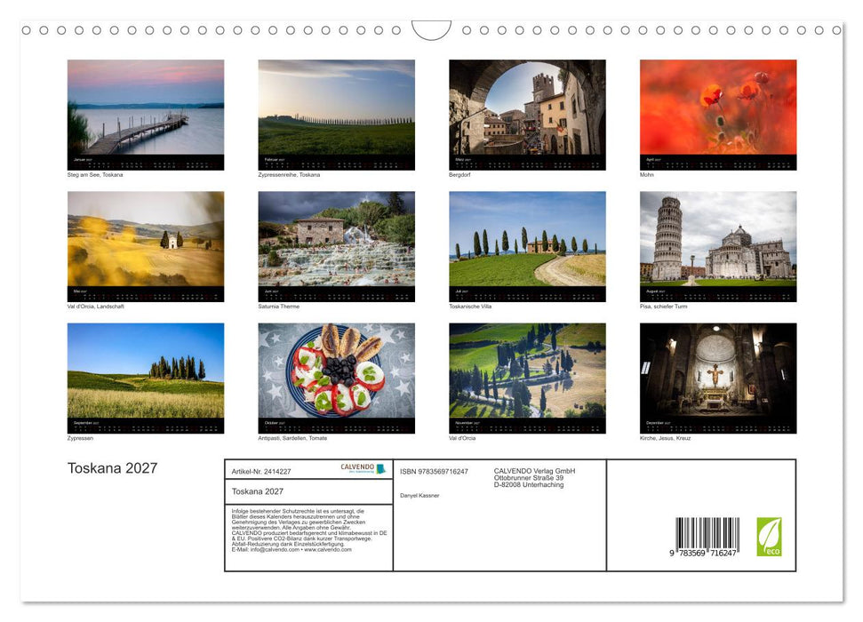 Toskana 2027 (CALVENDO Wandkalender 2027)