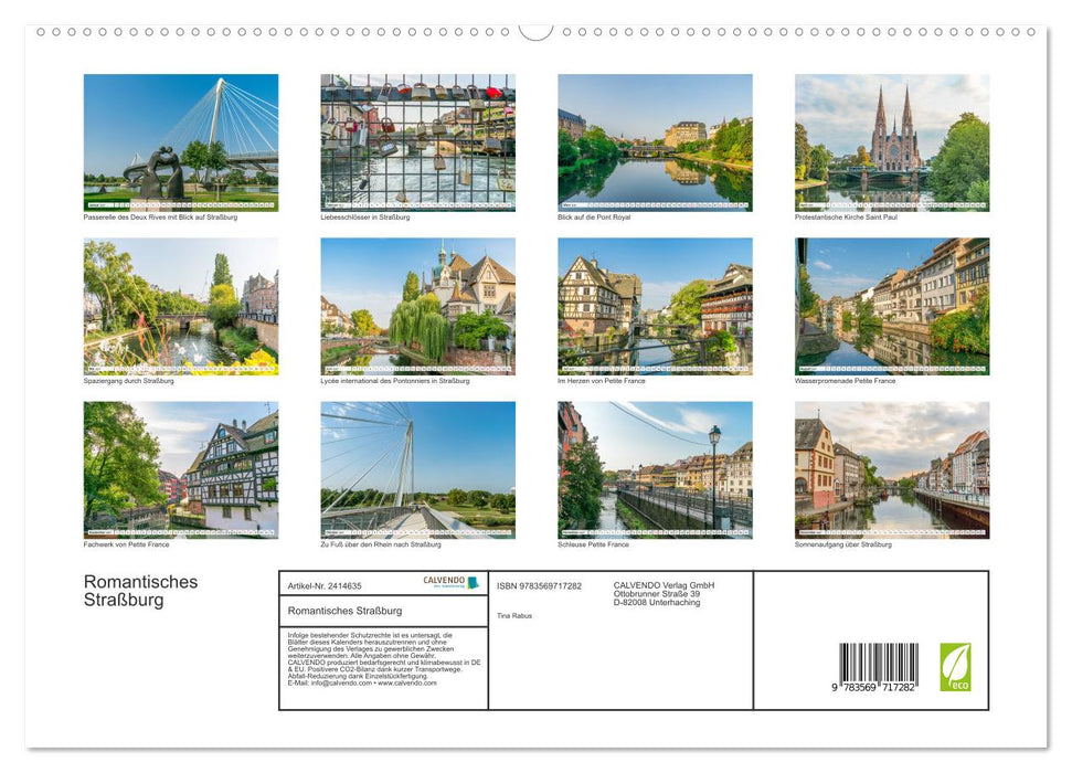 Romantisches Straßburg (CALVENDO Premium Wandkalender 2027)