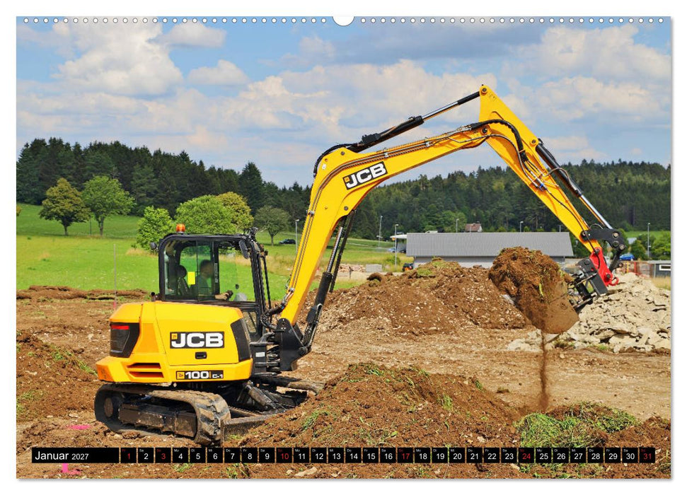 Baufahrzeuge auf der Baustelle (CALVENDO Premium Wandkalender 2027)