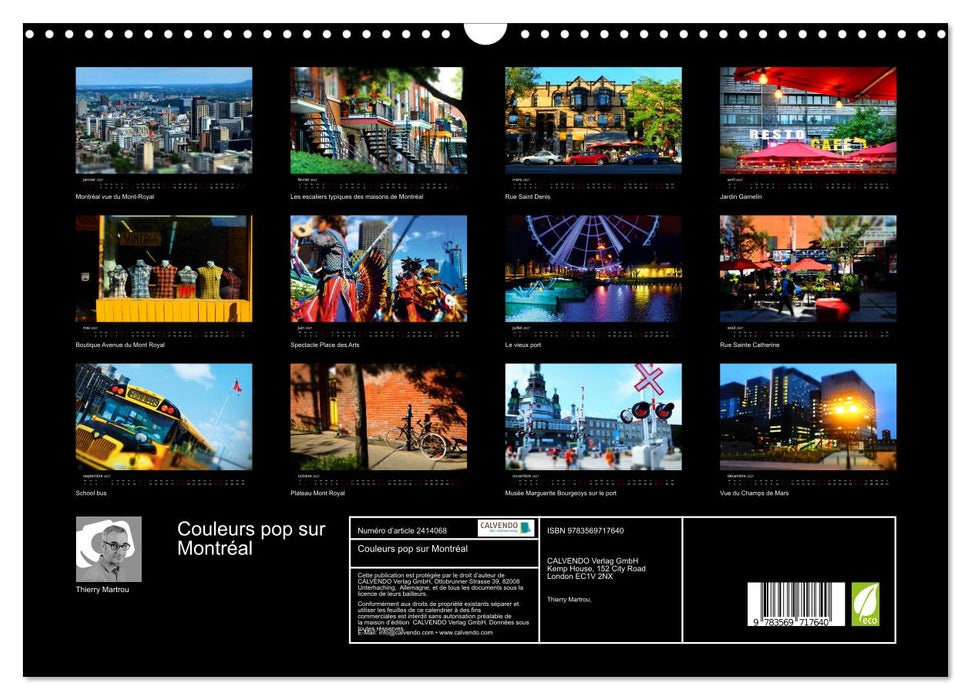 Couleurs pop sur Montréal (CALVENDO Calendrier mensuel 2027)
