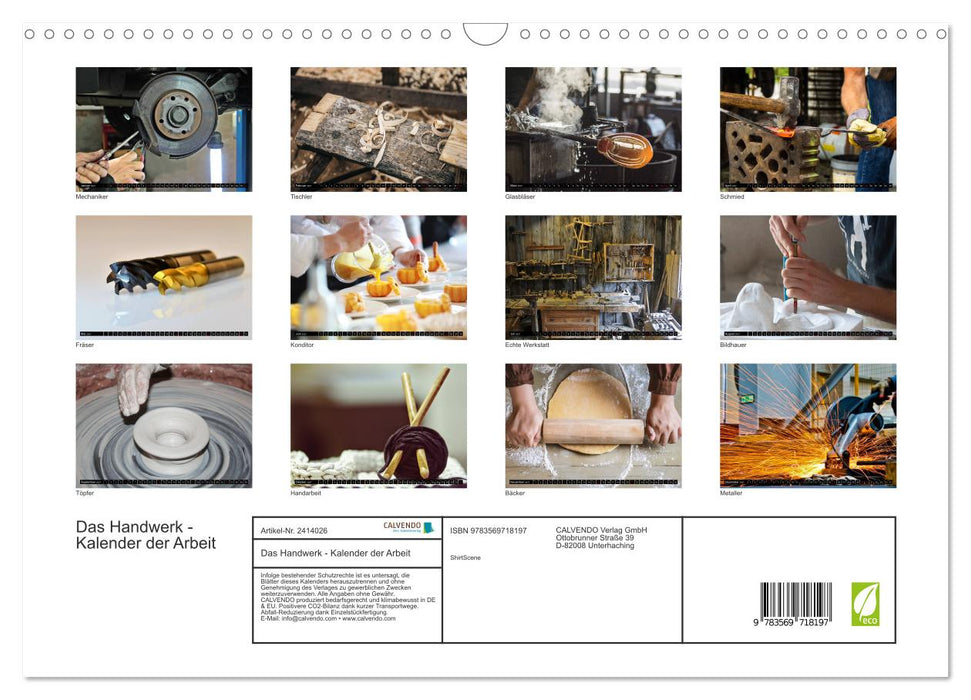 Das Handwerk - Kalender der Arbeit (CALVENDO Wandkalender 2027)