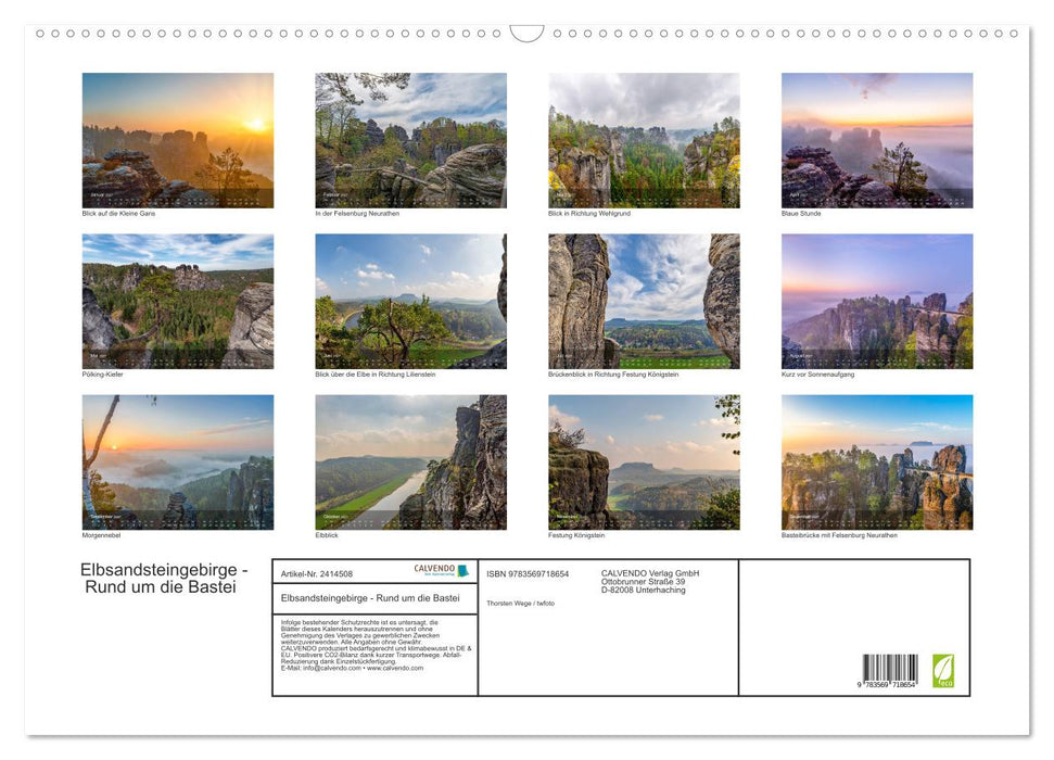 Elbsandsteingebirge - Rund um die Bastei (CALVENDO Wandkalender 2027)