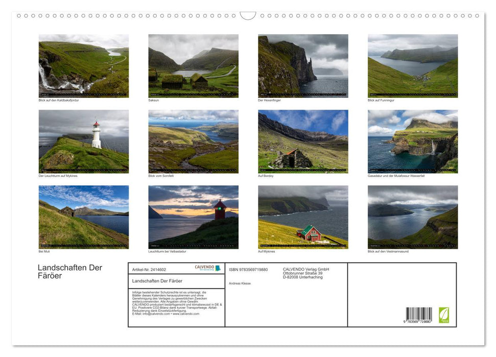 Landschaften Der Färöer (CALVENDO Wandkalender 2027)