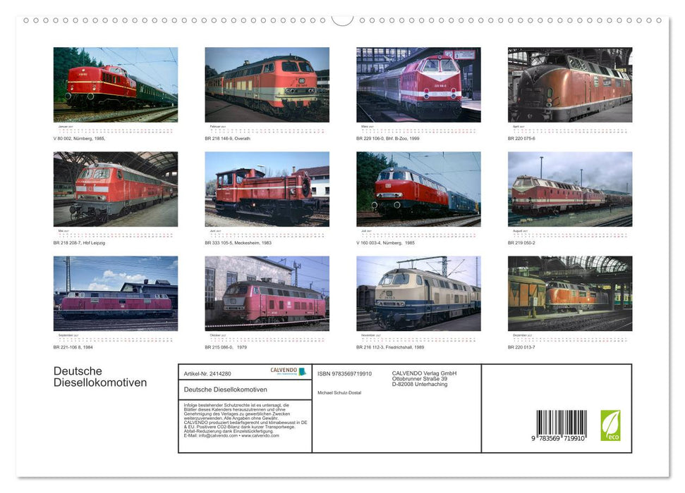 Deutsche Diesellokomotiven (CALVENDO Premium Wandkalender 2027)