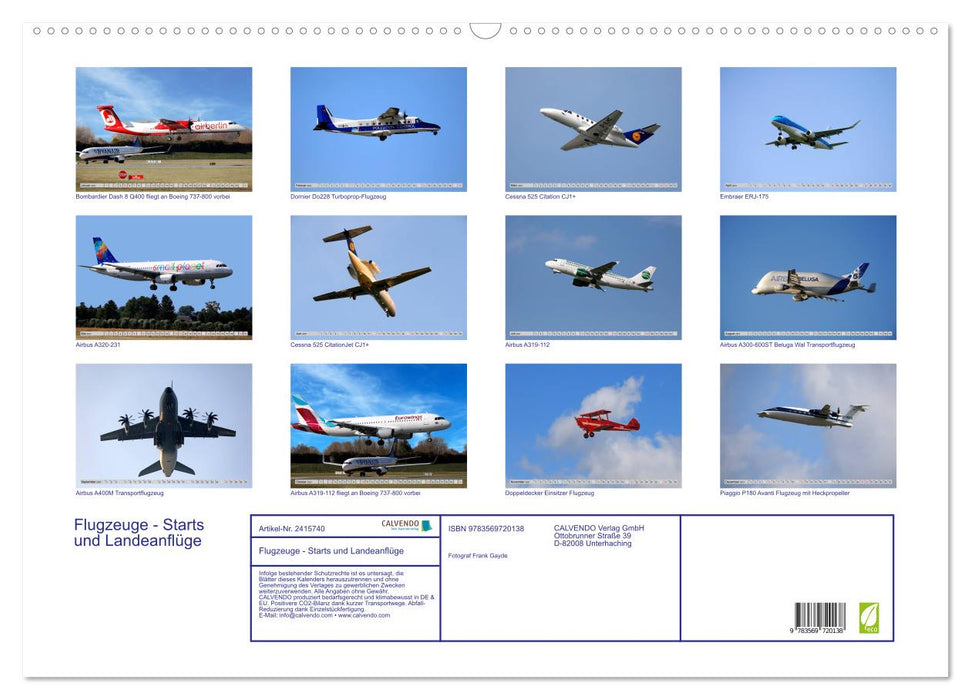 Flugzeuge - Starts und Landeanflüge (CALVENDO Wandkalender 2027)