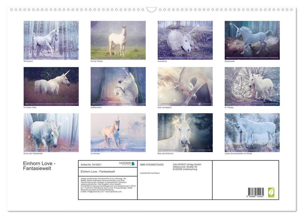 Einhorn Love - Fantasiewelt (CALVENDO Wandkalender 2027)