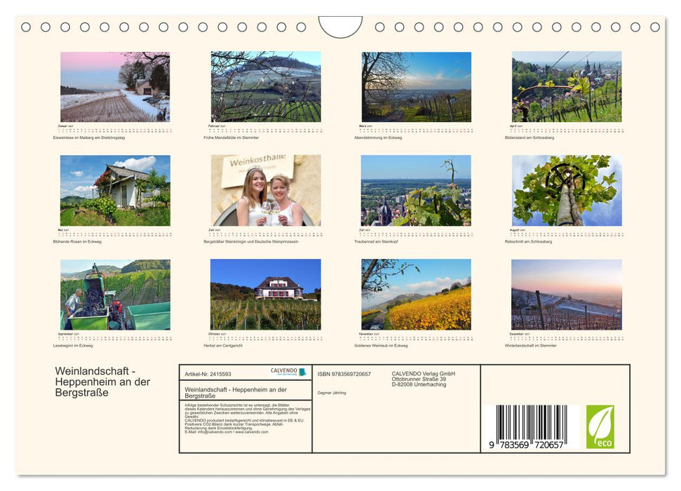 Weinlandschaft - Heppenheim an der Bergstraße (CALVENDO Wandkalender 2027)