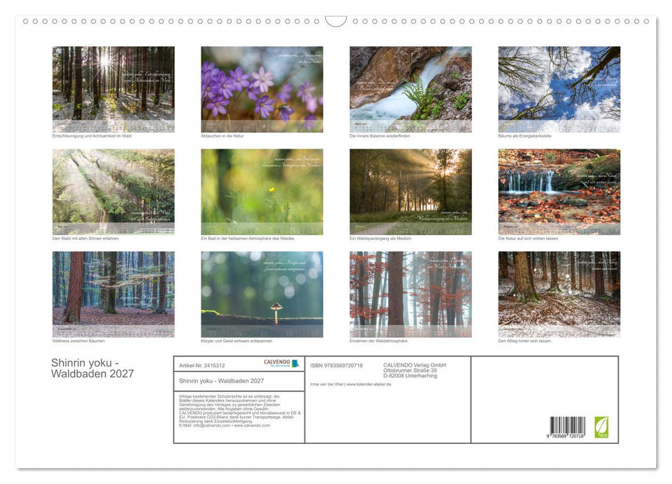 Shinrin yoku - Waldbaden 2027 (CALVENDO Wandkalender 2027)