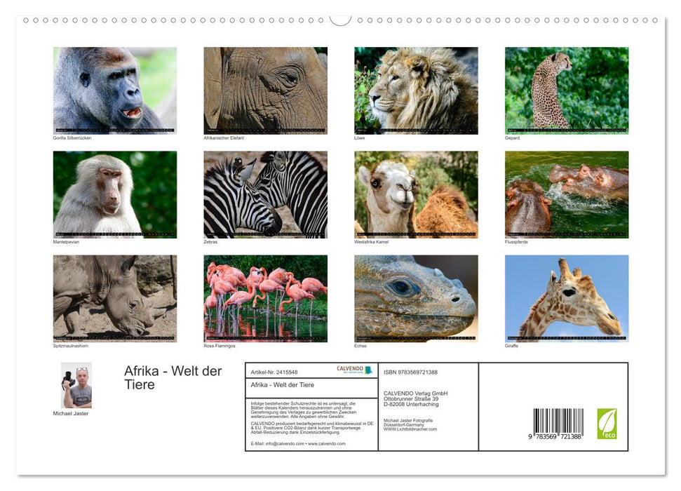 Afrika - Welt der Tiere (CALVENDO Premium Wandkalender 2027)