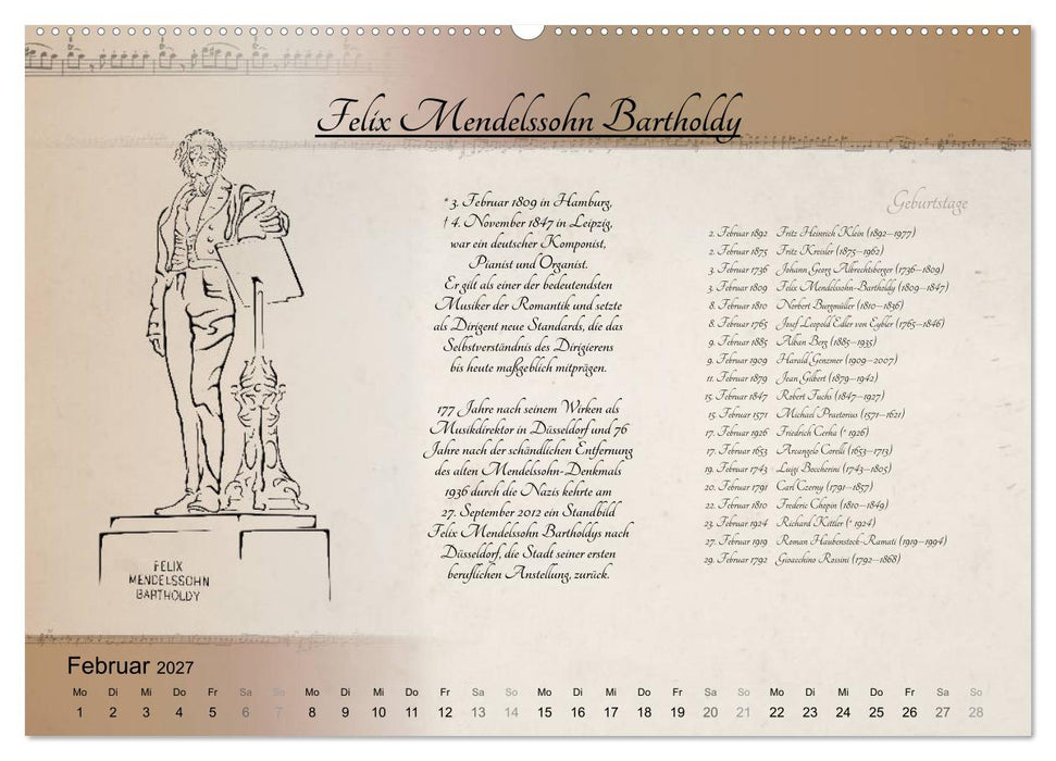 Von Mozart bis Beethoven (CALVENDO Wandkalender 2027)