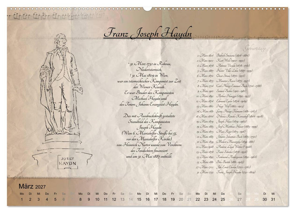 Von Mozart bis Beethoven (CALVENDO Wandkalender 2027)