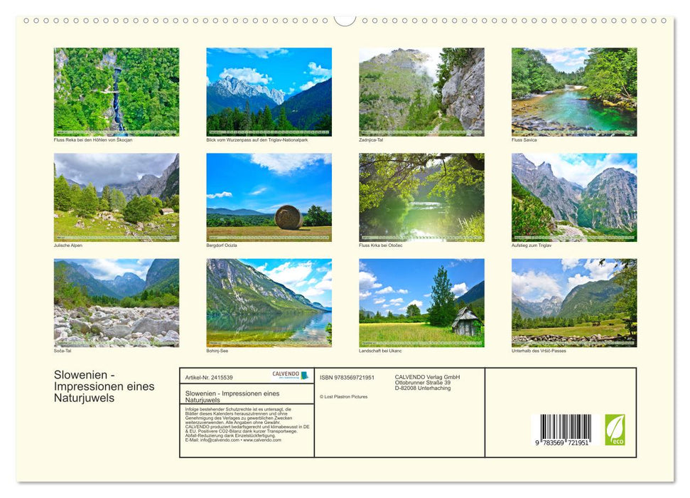 Slowenien - Impressionen eines Naturjuwels (CALVENDO Premium Wandkalender 2027)