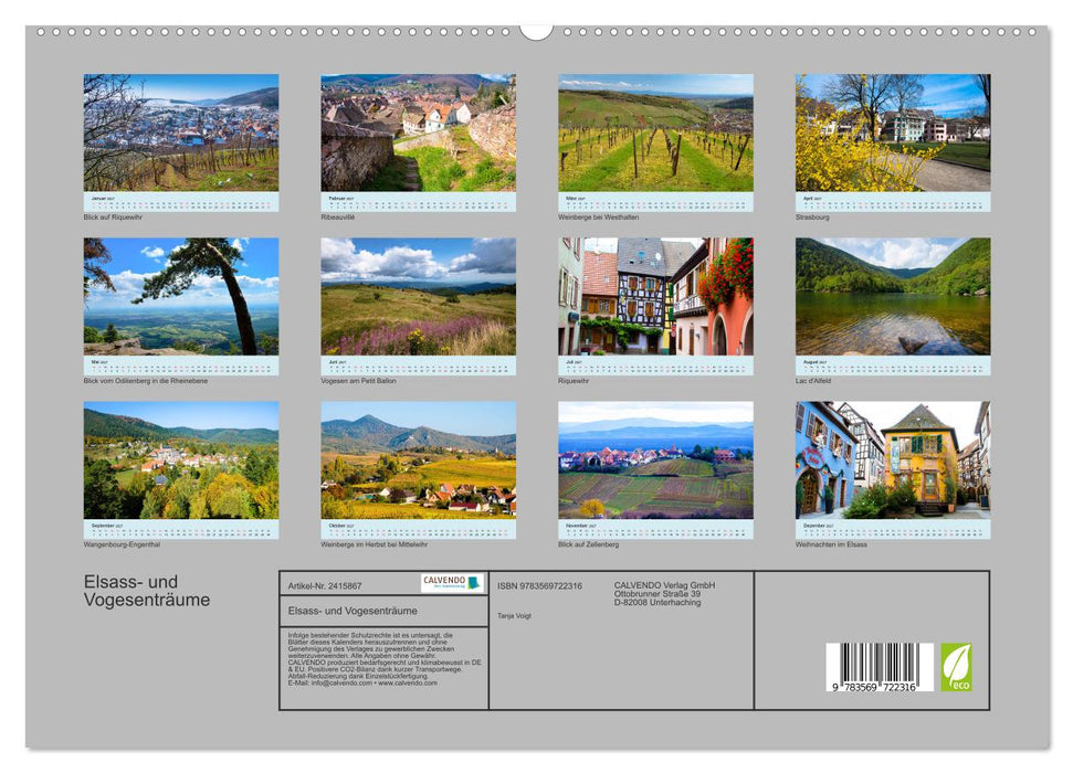 Elsass- und Vogesenträume (CALVENDO Premium Wandkalender 2027)