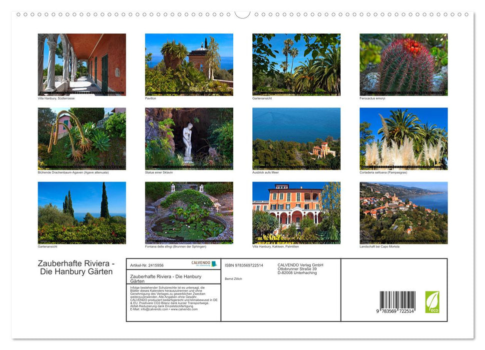 Zauberhafte Riviera - Die Hanbury Gärten (CALVENDO Premium Wandkalender 2027)