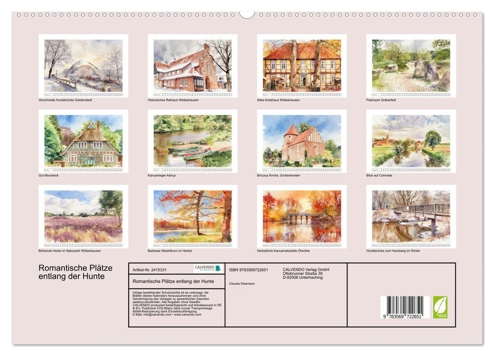 Romantische Plätze entlang der Hunte (CALVENDO Premium Wandkalender 2027)