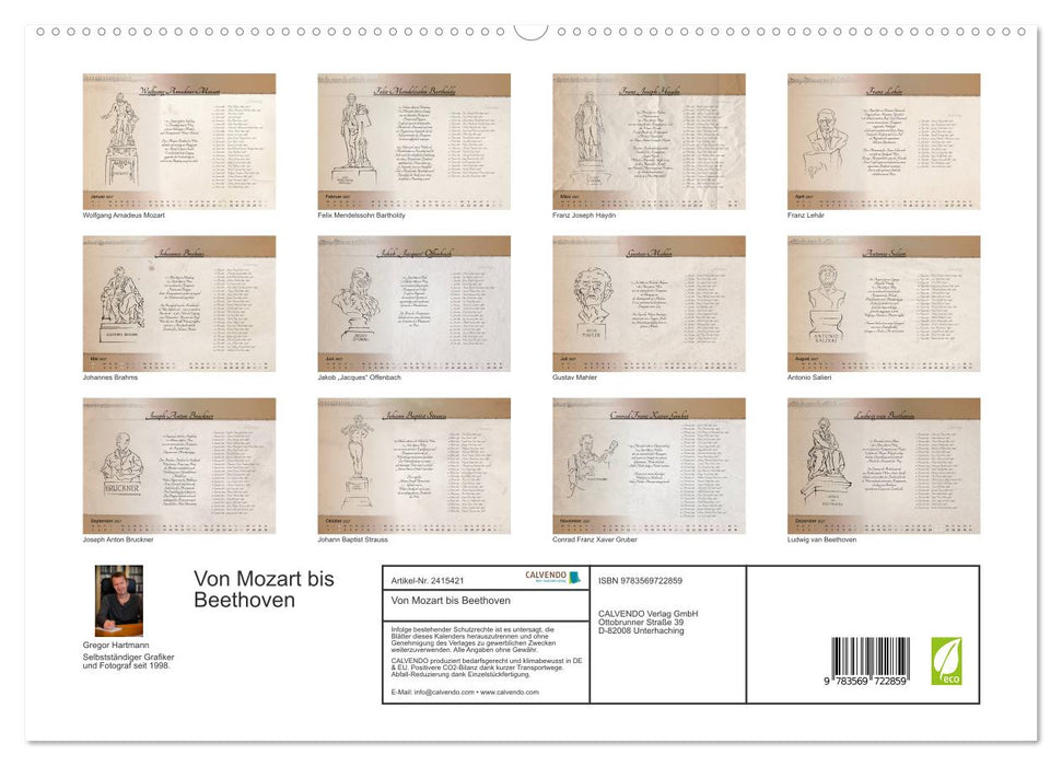 Von Mozart bis Beethoven (CALVENDO Premium Wandkalender 2027)