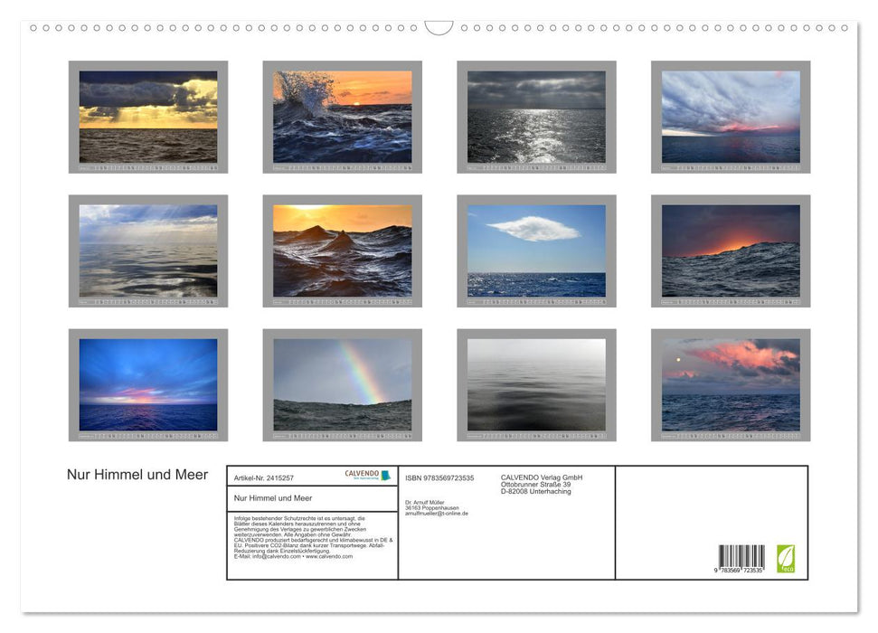Nur Himmel und Meer (CALVENDO Wandkalender 2027)