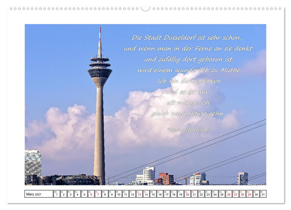 Düsseldorfer Ansichten mit Zitaten von Heinrich Heine (CALVENDO Wandkalender 2027)