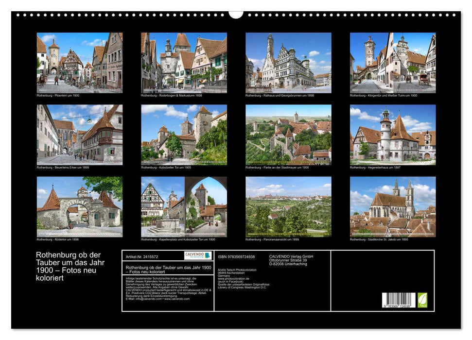 Rothenburg ob der Tauber um das Jahr 1900 – Fotos neu koloriert (CALVENDO Wandkalender 2027)