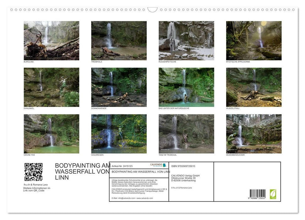 BODYPAINTING AM WASSERFALL VON LINN (CALVENDO Wandkalender 2027)