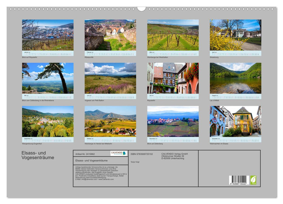 Elsass- und Vogesenträume (CALVENDO Wandkalender 2027)