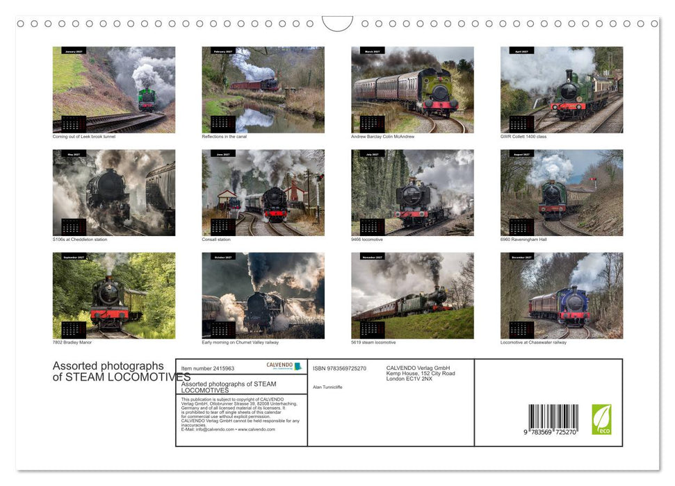 Assorted photographs of STEAM LOCOMOTIVES (CALVENDO Monthly Calendar 2027)