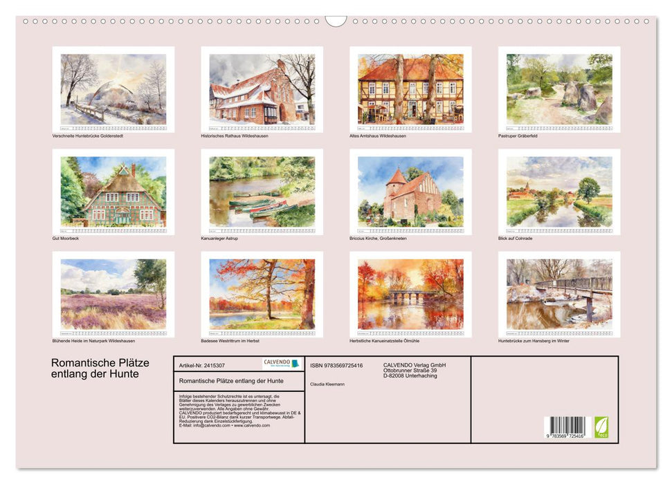 Romantische Plätze entlang der Hunte (CALVENDO Wandkalender 2027)