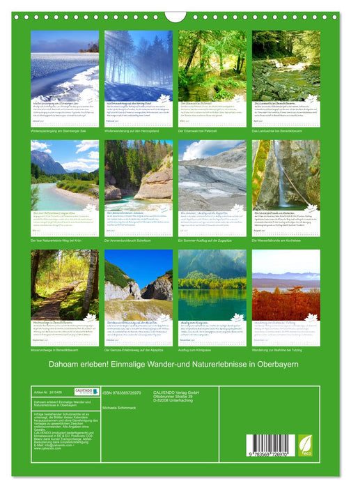 Dahoam erleben! Einmalige Wander-und Naturerlebnisse in Oberbayern (CALVENDO Wandkalender 2027)