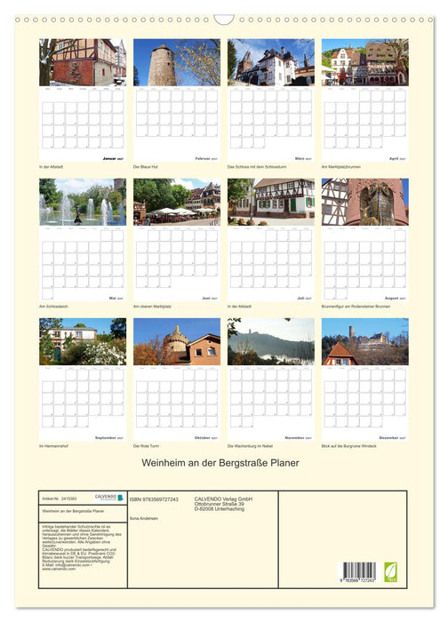 Weinheim an der Bergstraße Planer (CALVENDO Wandkalender 2027)