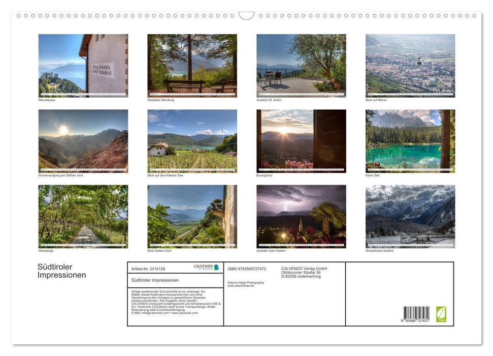 Südtiroler Impressionen (CALVENDO Wandkalender 2027)