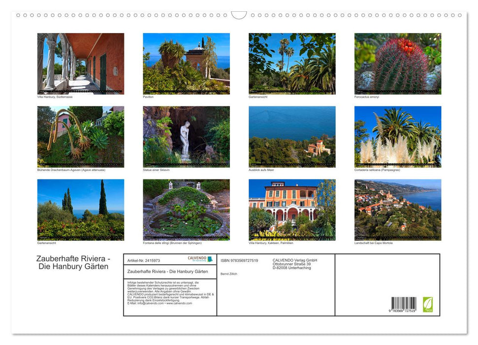 Zauberhafte Riviera - Die Hanbury Gärten (CALVENDO Wandkalender 2027)