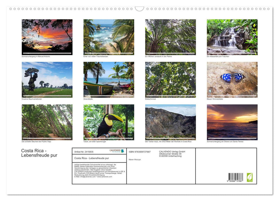 Costa Rica - Lebensfreude pur (CALVENDO Wandkalender 2027)