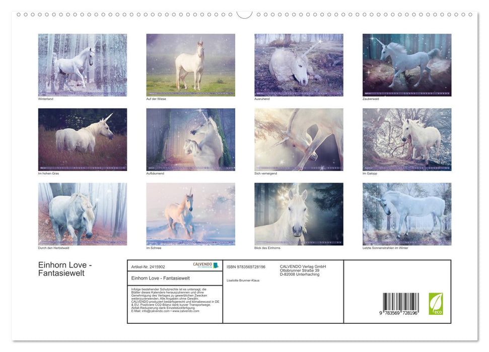 Einhorn Love - Fantasiewelt (CALVENDO Premium Wandkalender 2027)