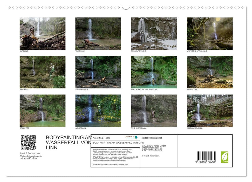 BODYPAINTING AM WASSERFALL VON LINN (CALVENDO Premium Wandkalender 2027)