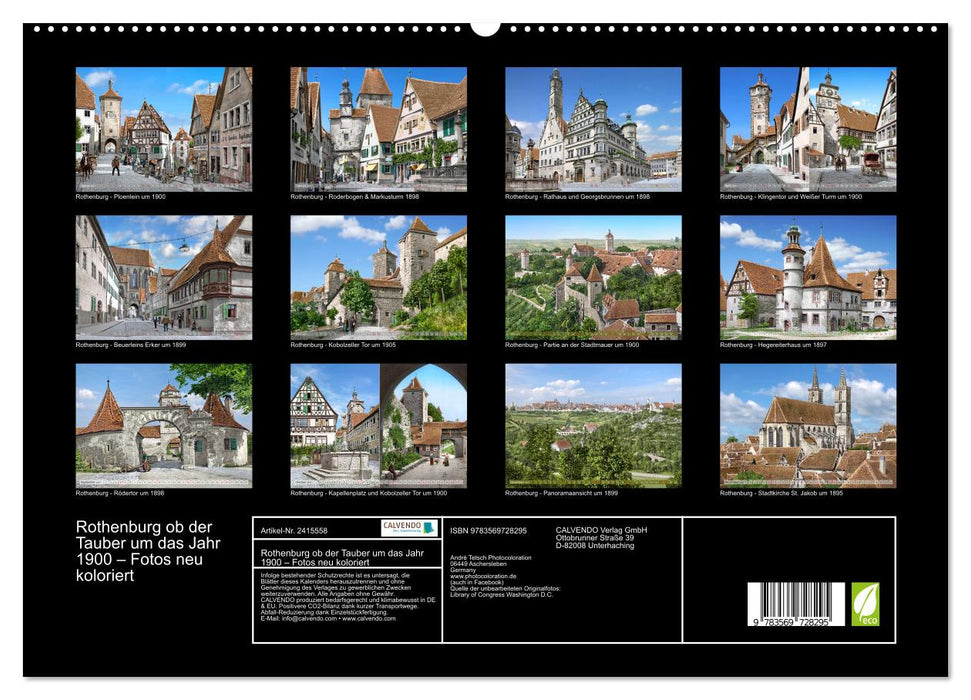 Rothenburg ob der Tauber um das Jahr 1900 – Fotos neu koloriert (CALVENDO Premium Wandkalender 2027)