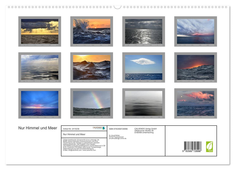 Nur Himmel und Meer (CALVENDO Premium Wandkalender 2027)