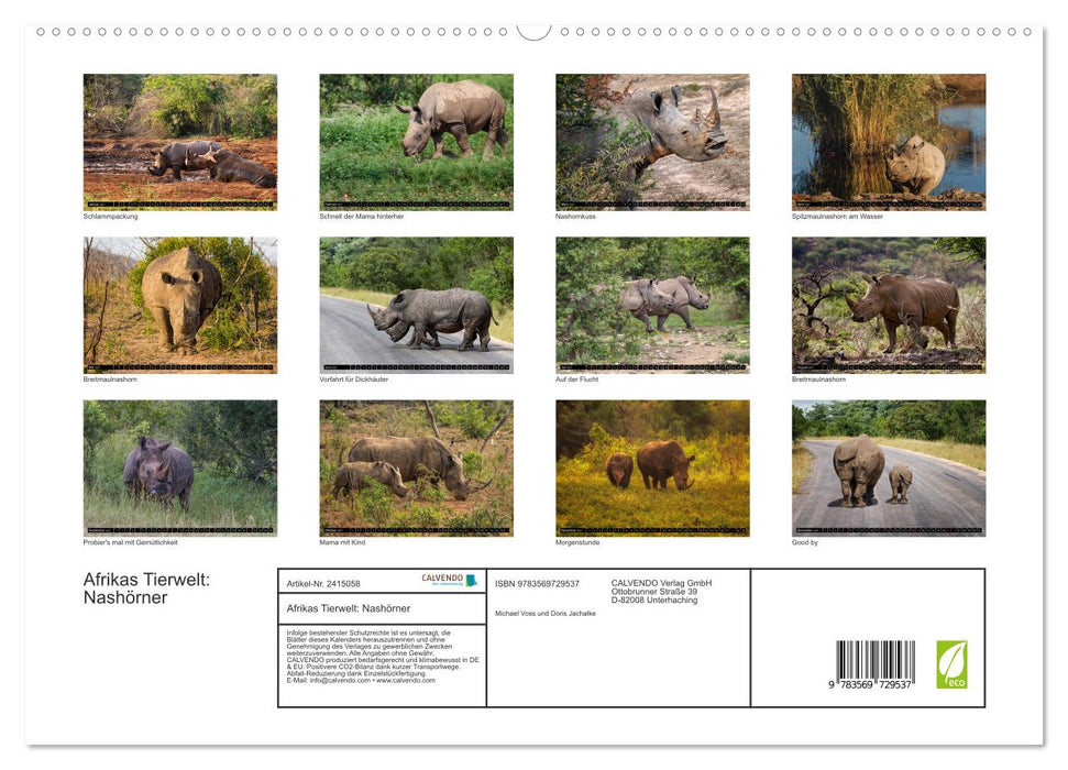 Afrikas Tierwelt: Nashörner (CALVENDO Premium Wandkalender 2027)