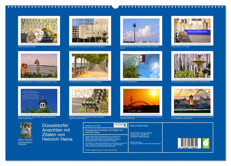 Düsseldorfer Ansichten mit Zitaten von Heinrich Heine (CALVENDO Premium Wandkalender 2027)