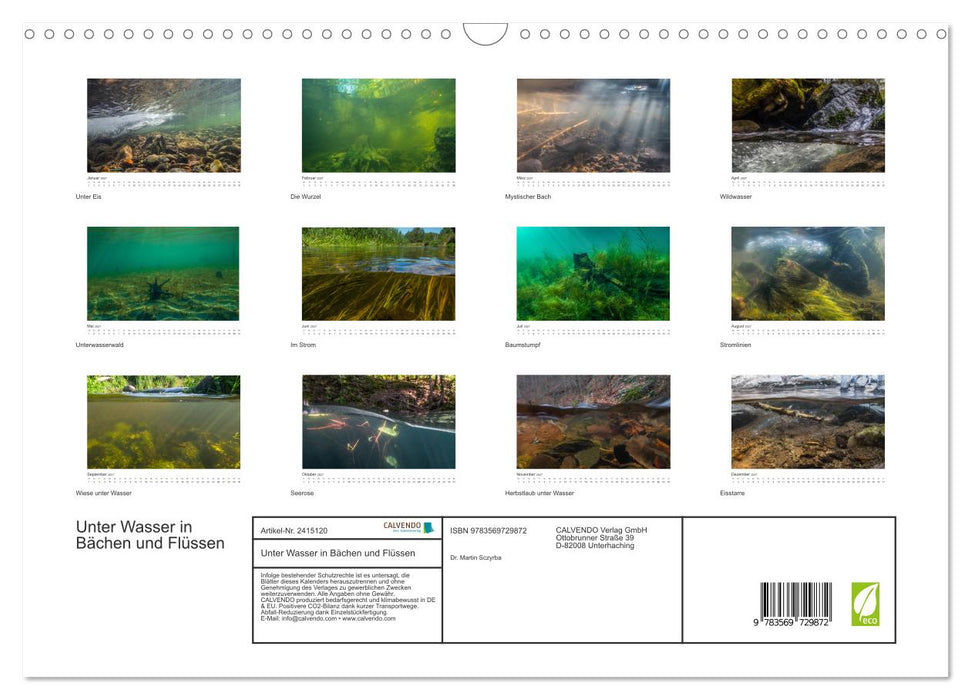 Unter Wasser in Bächen und Flüssen (CALVENDO Wandkalender 2027)