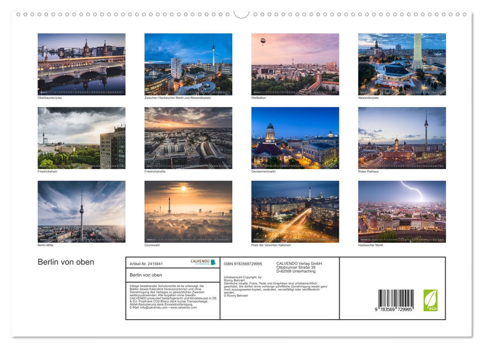 Berlin von oben (CALVENDO Premium Wandkalender 2027)