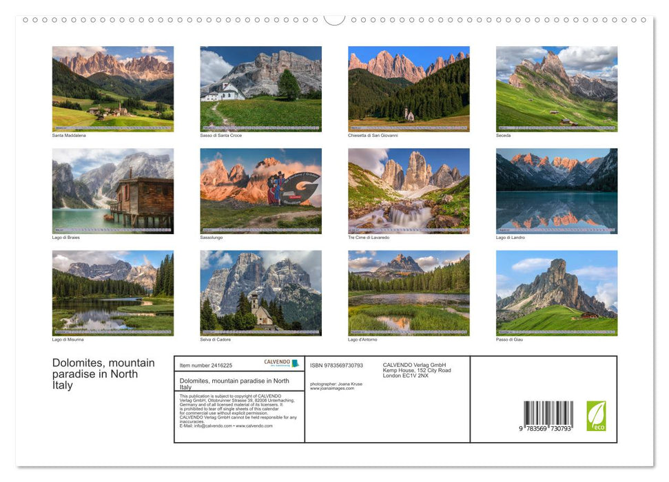 Dolomites, mountain paradise in North Italy (CALVENDO Premium-Calendar 2027)
