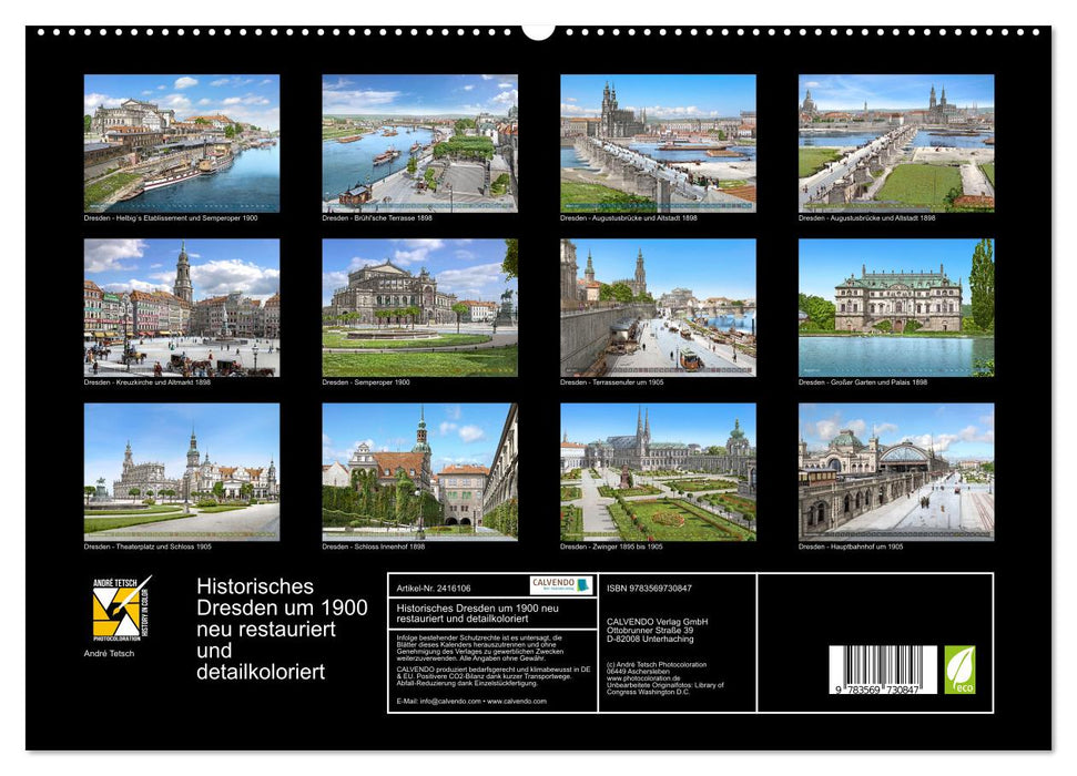 Historisches Dresden um 1900 neu restauriert und detailkoloriert (CALVENDO Premium Wandkalender 2027)