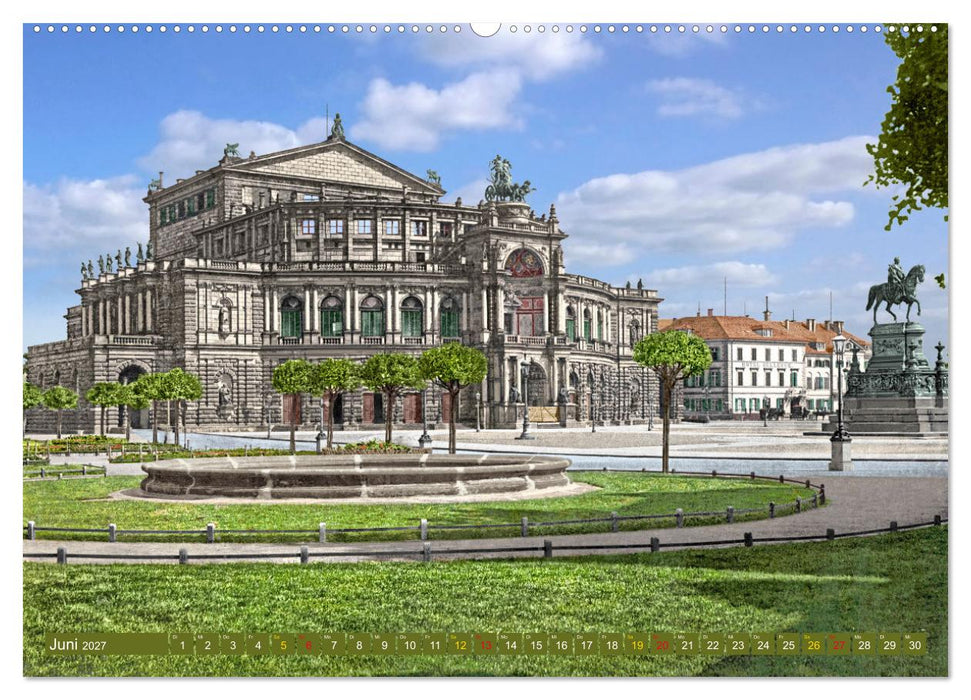 Historisches Dresden um 1900 neu restauriert und detailkoloriert (CALVENDO Premium Wandkalender 2027)