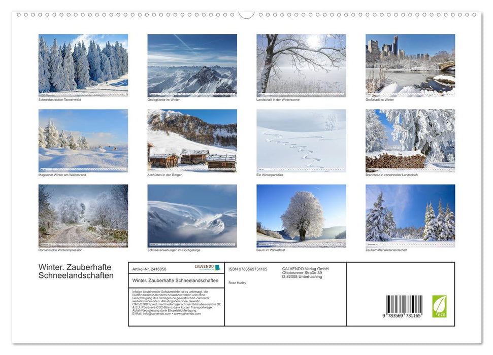 Winter. Zauberhafte Schneelandschaften (CALVENDO Premium Wandkalender 2027)