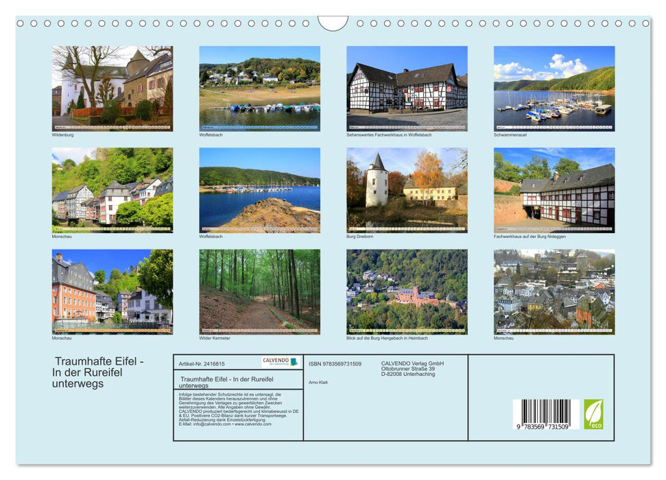 Traumhafte Eifel - In der Rureifel unterwegs (CALVENDO Wandkalender 2027)